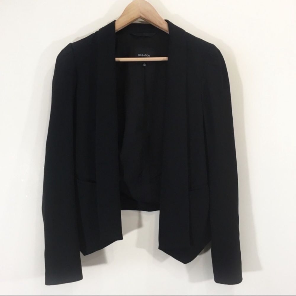 Aritzia Black Draped Open-Front Blazer